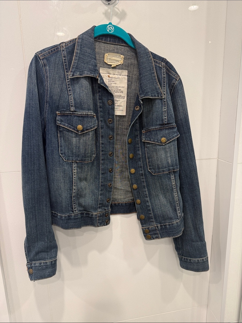 Current/Elliott Washed Blue Denim Trucker Jacket
